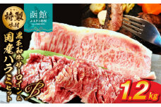 函館市 焼肉物語牛若 味付け肉の詰め合わせ Bセット【黒毛和牛サーロインステーキ・国産ハラミ】_HD048-002
