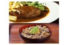 やな商店　デミグラスハンバーグ＆黒毛和牛牛丼の具セット（各２個）_HD085-018