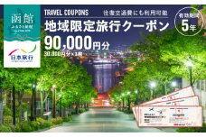 北海道函館市　日本旅行　地域限定旅行クーポン90,000円分（郵送）_HD131-004