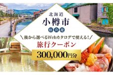 【北海道ツアー】 小樽市 後から選べる旅行Webカタログで使える！旅行クーポン（300,000円分）運河とノスタルジーに彩られる小樽観光を満喫！ 旅行券 宿泊券 飲食券 体験サービス券