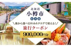 【北海道ツアー】 小樽市 後から選べる旅行Webカタログで使える！旅行クーポン（900,000円分）運河とノスタルジーに彩られる小樽観光を満喫！ 旅行券 宿泊券 飲食券 体験サービス券