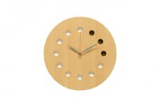 旭川家具　コサイン　掛け時計(カラー)　ナラ 【 旭川家具 北海道 旭川市 木製 家具 選べる樹種 壁掛け時計 ポイントカラー アクセントカラー インテリア小物 インテリアアクセサリー 贈り物 プレゼント 記念品 新築祝い 開業祝い リビング ダイニング ベッドルーム シンプル ナチュラル 手作り 北欧 おしゃれ 】_00327