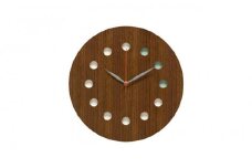 旭川家具　コサイン　掛け時計(カラー)　ウォルナット 【 旭川家具 北海道 旭川市 木製 家具 選べる樹種 壁掛け時計 ポイントカラー アクセントカラー インテリア小物 インテリアアクセサリー 贈り物 プレゼント 記念品 新築祝い 開業祝い リビング ダイニング ベッドルーム シンプル ナチュラル 手作り 北欧 おしゃれ 】_00328