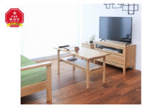 旭川家具　MUKU工房オリジナル　MUKU(ムク)　センターテーブル　ナラ 【 国産 無垢 インテリア 木製 収納 棚付き ナチュラル リビングテーブル センターテーブル リビング 北海道 】 _00521