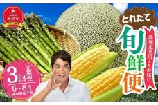 【2026年発送先行予約】とれたて旬鮮便～北海道旭川市から旬の定期便～【 野菜 アスパラ グリーンアスパラ アスパラガス ゴールドラッシュ とうもろこし 赤肉 メロン フルーツ 果物 旭川市ふるさと納税 北海道ふるさと納税 旭川市 北海道 お取り寄せ 定期便 頒布会 冷蔵配送 クール便 】 _01107