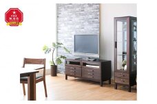旭川家具　クリエイトファニチャー　Ｗ＆Ｂローボード 【 国産 無垢 インテリア 木製 収納 モダン ヴィンテージ テレビボード テレビ台 ハイボード AVボード  ウォールナット カバ ビーチ 北海道 】 _01234