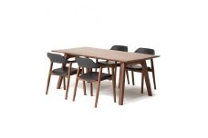 旭川家具 カンディハウス TEN ソリッドテーブル&アームチェアー4脚セット ウォルナットCW_01345