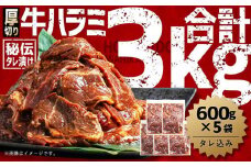 【2025年11月から発送開始】厚切り柔らか秘伝の味付き牛ハラミ(サガリ) 3.0kg(600g×5袋※タレ込み)_01661●