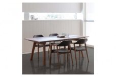 旭川家具 カンディハウス テン D アームチェア UB(座張) ウォルナットCW ／ 張地（革）MG-CGY ／テン D EXソリッドテーブル 210×95 ウォルナットOFN_01833