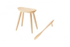 【ギフト用】旭川家具　コサイン　エントランススツールと靴べら（S）のセット メープル 【 旭川家具 北海道 旭川市 木製 家具 選べる樹種 玄関用スツール 靴べら コンパクトスツール 奥行コンパクト 手触りの良い仕上げ 快適玄関 お出かけスムーズ 贈り物 プレゼント 記念品 シンプル ナチュラル 手作り 北欧 おしゃれ 天然木 無垢 】_00083