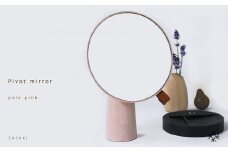 Pivot mirror - pale pink / SASAKI【旭川クラフト(木製品/卓上ミラー)】ピポットミラー / ササキ工芸_03182