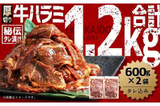 厚切り！秘伝タレ漬け牛ハラミ（サガリ）1.2kg（600ｇ×２袋）（タレ込み）【 焼肉 セット 牛肉 肉 焼き肉 牛 焼肉用 】_03637