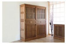 旭川家具 山室家具製作所 民芸家具 北の匠(H) No.1 水屋 150 ナラ 【 国産 無垢 インテリア 木製 収納 民芸 ダイニングボード 食器棚 キッチンボード ダイニング キッチン 北海道 】 _03243