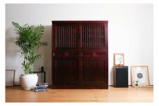 旭川家具 山室家具製作所 民芸家具 北の匠(H) No.1 水屋 150 カバ 【 国産 無垢 インテリア 木製 収納 民芸 ダイニングボード 食器棚 キッチンボード ダイニング キッチン 北海道 】 _03244
