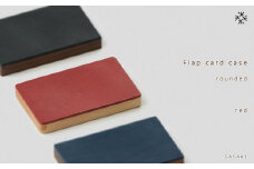 Flap card case -  rounded　red/SASAKI【旭川クラフト(木製品/名刺入れ)】フラップカードケース / ササキ工芸_03270