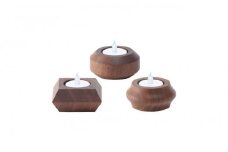 【ギフト用】旭川家具　コサイン　キャンドルホルダーPOT・BAUM・SQUAREのセット　ウォルナット_03283