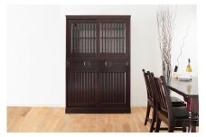 旭川家具 山室家具製作所 民芸家具 北の匠 No.2 水屋 120 カバ 【 国産 無垢 インテリア 木製 収納 民芸 ダイニングボード 食器棚 キッチンボード ダイニング キッチン 北海道 】 _03407