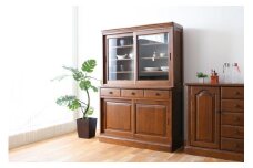 旭川家具 山室家具製作所 エスポアール No.420 リビングキャビネット 【 国産 無垢 インテリア 木製 シック収納 キャビネット リビングボード チェスト 北海道 】 _03424