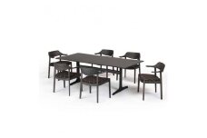旭川家具 カンディハウス  ［期間限定］ WINGLUX T脚ソリッドテーブル210×95&サイドチェアーH北海道ニレ消炭_04548