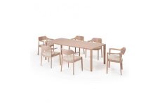 旭川家具 カンディハウス  ［期間限定］ WING LUX LD限定色 テーブル210×95&サイド・アームチェアー H セット_04546