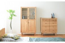 旭川家具 MUKU工房オリジナル ジャム キャビネット 扉 北海道ナラ 【 国産 無垢 インテリア 木製 収納 ナチュラル キャビネット サイドボード リビング ダイニング 北海道 】 _04572