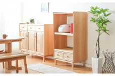 旭川家具 MUKU工房オリジナル ジャム レンジ台 北海道ナラ 【 国産 無垢 インテリア 木製 収納 ナチュラル キャビネット レンジ台 レンジボード キッチン 北海道 】 _04574