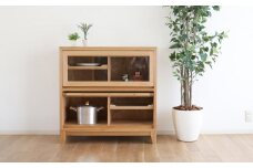 旭川家具 山室家具製作所 ココ キャビネット2段 北海道ナラ 【 国産 無垢 インテリア 木製 ナチュラル キャビネット 食器棚 キッチンボード 収納 キッチン 北海道 】_04587