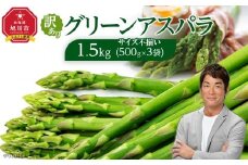 ◆先行予約◆訳ありグリーンアスパラサイズ不揃い1.5kg（500g×3袋）(2026年5月より順次発送予定) 【 アスパラ アスパラガス 朝採り とれたて 野菜 旬 小分け 保存 産直 産地直送 お取り寄せ 旭川市 北海道 】_04841