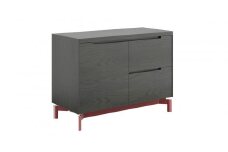 キャビネット ASC 片開き扉＋2段引出し  ＜脚＞グロッシーレッド チャコールグレー_05185