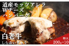 道産和牛ダブルチーズハンバーグ（200g）10個入り 【 ふるさと納税 人気 おすすめ ランキング 北海道産 和牛 ダブルチーズ Wチーズ ハンバーグ 肉 肉厚 チーズ モッツァレラチーズ デミグラス セット 大容量 詰合せ  北海道 室蘭市 送料無料 】 MROA048