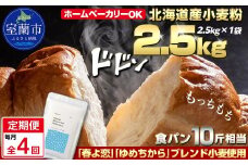 【毎月定期便】北海道産 「春よ恋」「ゆめちから」ブレンド小麦粉 パウダースノー（パン用強力粉）2.5kg 全4回【ふるさと納税 人気 おすすめ ランキング 小麦 小麦粉 粉 春よ恋 ゆめちから ブレンド パウダースノー パン用 強力粉 穀物 国産 北海道産 こむぎ こむぎこ ギフト 贈答 プレゼント 贈り物 定期便 北海道 室蘭市 送料無料】MROBI042