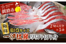 【極味】BIgサイズ一汐紅鮭切り身（厚切り）2切入真空×5袋 ふるさと納税 サケ 鮭 F4F-7957