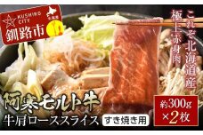 【これぞ北海道産 極上赤身肉】 阿寒 モルト牛 肩ロース スライス (すき焼き用) 約300g ×2 (600g) F4F-4167