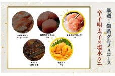 選べる！ 釧路グルメ 海の幸 Aコース（5種類から2品）辛子明太子・塩水ウニ F4F-2015
