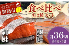 小分け 真空保存 紅鮭 銀鮭 食べ比べ 計36切れ 紅鮭 × 3切れ ×6パック 銀鮭 × 3切れ×6パック しゃけ シャケ さけ サケ お弁当 おかず 魚 海鮮 F4F-2212