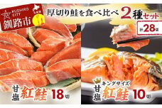 厚切り鮭を食べ比べ 厚切り紅鮭×18切れ キングサイズ紅鮭×10切れ 計28切れ 2種 しゃけ シャケ さけ サケ F4F-7779