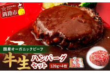9月発送  釧路生まれ、釧路育ちのオーガニックビーフ 生ハンバーグ120g×4枚  F4F-3382