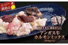 釧路生まれ、釧路育ちのアンガス牛ホルモンミックス 200g×3 国産 ホルモン 牛 牛肉 国産 ホルモン ハツ モツ 冷凍 焼肉 もつ鍋 煮込み 小分け 北海道 F4F-3320