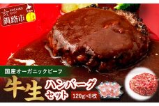 釧路生まれ、釧路育ちのオーガニックビーフ 生ハンバーグ120g×8枚  決済より30日前後で発送 F4F-3487