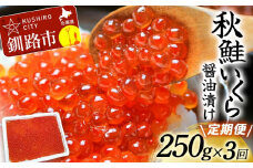 【3か月連続定期便】北海道産 新物 秋鮭いくら醤油漬け 250g 定期便 いくら イクラ 北海道 秋鮭 鮭 鮭イクラ サケ 魚介類 海鮮 F4F-6157
