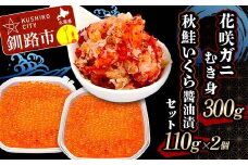 花咲ガニむき身300g 秋鮭いくら醬油漬110g×2個 セット かに カニ 花咲ガニ 花咲蟹 蟹 剥き身 海鮮 むき身 ボイル かに丼 いくら 魚介類 魚介 海鮮  F4F-5625