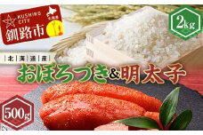 新米 北海道産おぼろづき米2kg＆明太子（500g） ふるさと納税 米 おぼろづき たらこ 明太子 F4F-7765