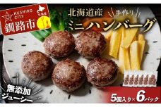 北海道産手作りミニハンバーグ 5個入り×6パック 無添加 ハンバーグ 肉 牛肉 豚肉 おかず 弁当 F4F-8541