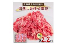 訳あり 十勝四季彩牛 切落し 2.2kg(250g×9P) 国産交雑種  お任せ部位 小分け セット【1346043】