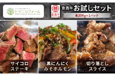 豊西牛 お試しセット (サイコロステーキ 黒にんにくみそホルモン 切り落としスライス)【1480994】