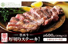 豊西牛 厚切り ステーキ セット 600g (300g×2) トヨニシソース付【1483748】