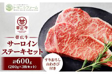 帯広牛 サーロイン ステーキ セット 計600g(200g×3枚)すりおろし山わさび付き【1483765】