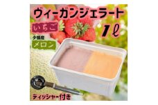 北海道産ヴィーガンジェラート2色夕張メロン・いちご1Lディッシャー付き【1488950】