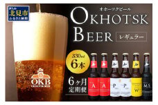 【6ヶ月定期便】 オホーツクビール 6本 ( 定期便 ビール 地ビール セット 詰め合わせ 小麦 麦芽100% アルコール )【999-0085】