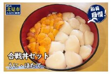 【予約：2025年4月中旬から順次発送】うにとほたての合戦丼セット ( うに ホタテ 丼 海鮮丼 )【114-0018-2025】